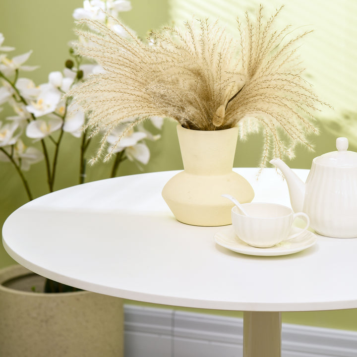 Mesa de Cozinha Redonda Mesa de Jantar Moderna para 2 Pessoas com Base de Aço e Almofadas Antiderrapantes Ø80x75 cm Branco