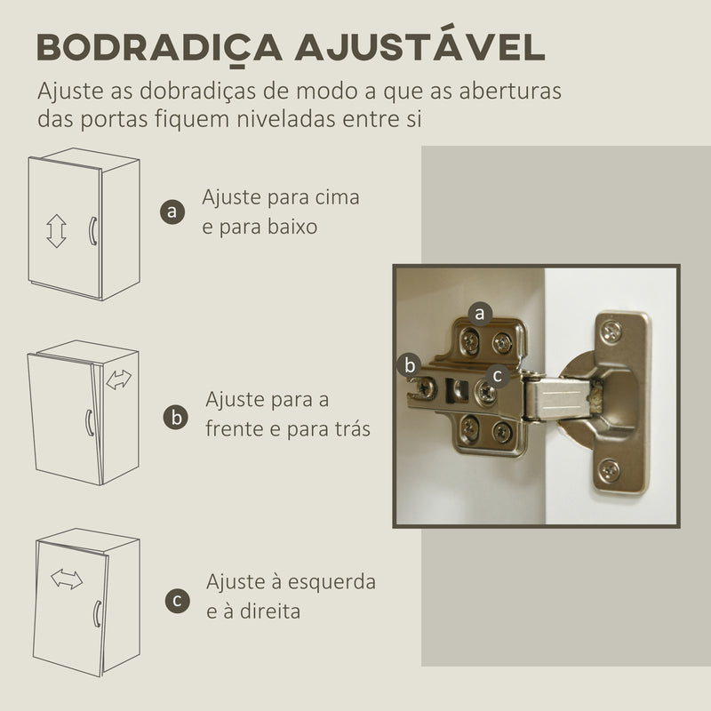 Aparador de Sala de Estar Armário de Armazenamento Móvel Auxiliar de Cozinha com 2 Portas e Prateleira Ajustável para Sala de Jantar Entrada 80x37x75 cm Branco e Madeira