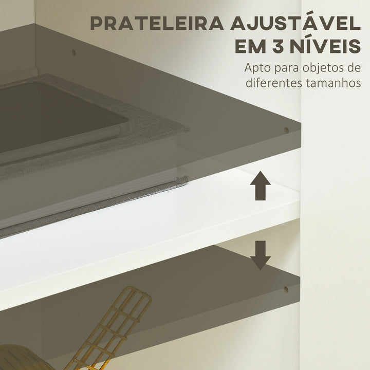 Aparador de Sala de Estar Armário de Armazenamento Móvel Auxiliar de Cozinha com 2 Portas e Prateleira Ajustável para Sala de Jantar Entrada 80x37x75 cm Branco e Madeira