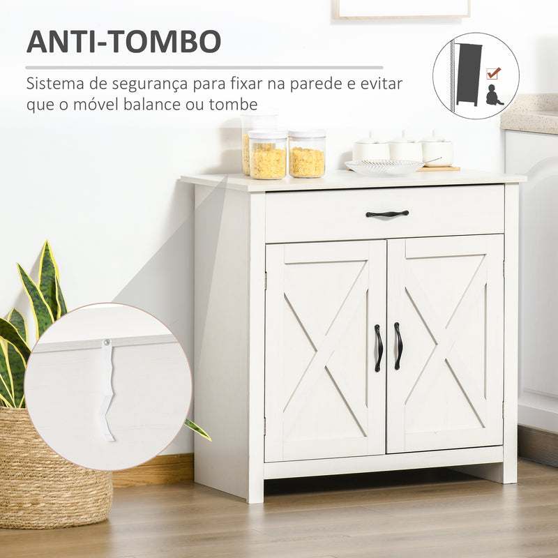 Aparador de Cozinha com 1 Gaveta e Prateleira Interior Ajustável Móvel Auxiliar Decorativo para Sala de Jantar Sala de Estar 80x39,7x80 cm Branco