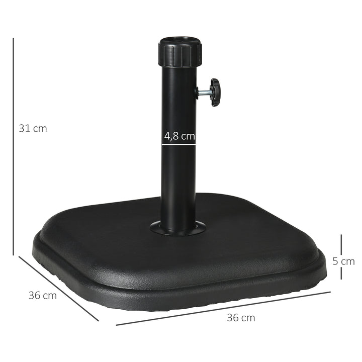 Base para Chapéu de Sol 11 kg Suporte para Chapéu de Sol de Cimento para Mastros de Ø32-38 mm para Varanda Pátio Jardim Exterior 36x36x31 cm Preto
