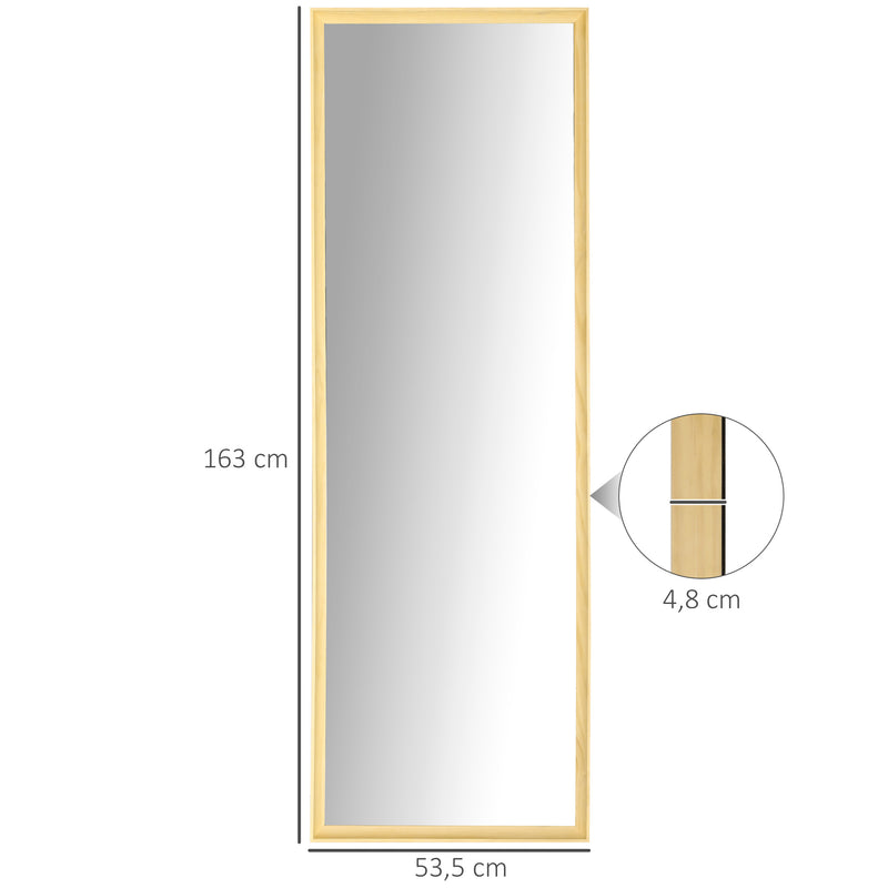 Espelho de Parede Moderno 53,5x163 cm Espelho de Corpo Inteiro de Madeira para Colocar na Vertical ou Horizontal Decoração para Sala de Estar Dormitório Madeira