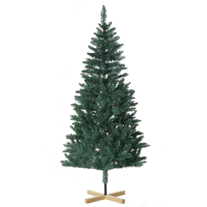 Árvore de Natal Artificial 180 cm Árvore de Natal com 536 Ramos e Base Cruzada de Madeira Decoração para Interiores Ø90x180 cm Verde