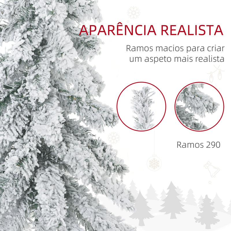 Árvore de Natal Artificial Árvore de Natal com Aspecto Nevado 180 cm com 290 Ramos e Base de Aço Decoração de Interiores Ø72x180 cm Verde