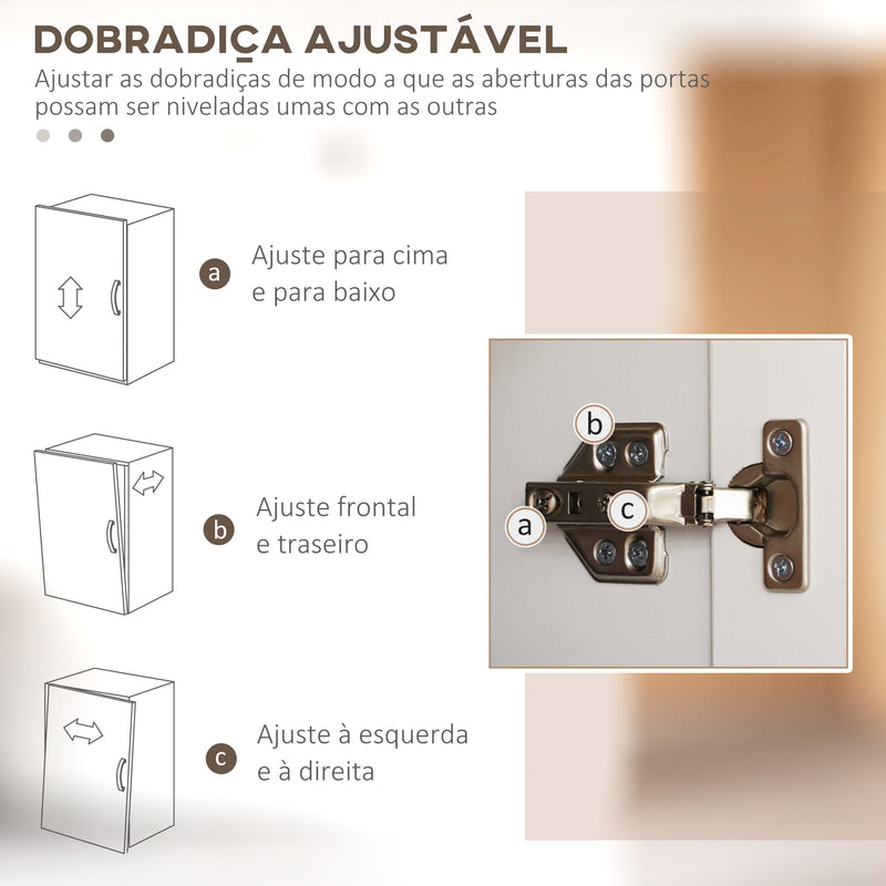 Armário de Cozinha Armário de Armazenamento Cozinha com 4 Portas e Prateleiras Ajustáveis Anti-Tombo 60x30x170,5 cm Branco