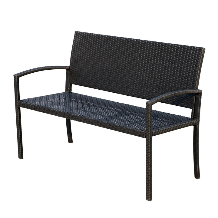 Banco Jardim Lounge Cadeira 2 Lugares Móveis para Jardim Exterior Terraço 2 Lugares Rattan Sintético Carga 320kg 122x60x87cm Estrutura Aço