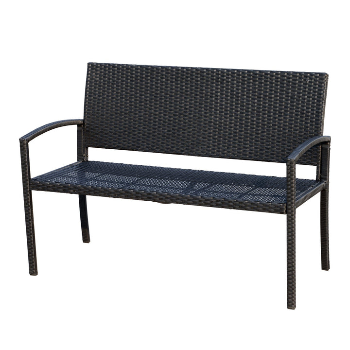 Banco Jardim Lounge Cadeira 2 Lugares Móveis para Jardim Exterior Terraço 2 Lugares Rattan Sintético Carga 320kg 122x60x87cm Estrutura Aço