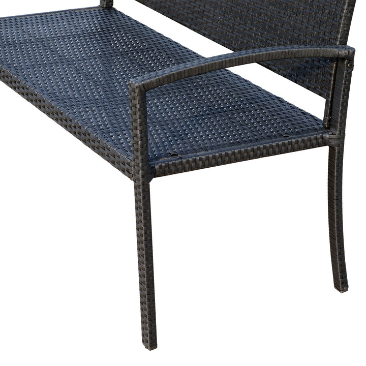 Banco Jardim Lounge Cadeira 2 Lugares Móveis para Jardim Exterior Terraço 2 Lugares Rattan Sintético Carga 320kg 122x60x87cm Estrutura Aço