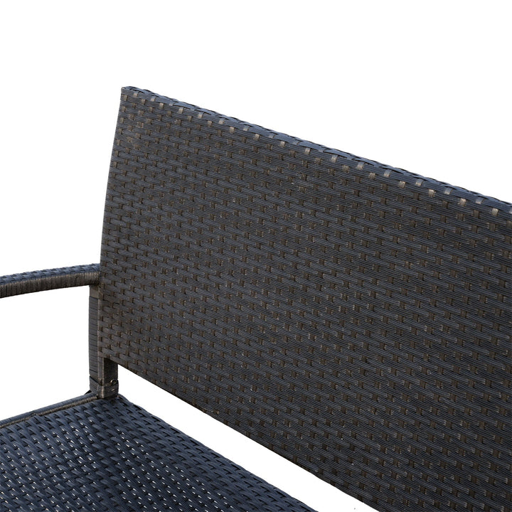 Banco Jardim Lounge Cadeira 2 Lugares Móveis para Jardim Exterior Terraço 2 Lugares Rattan Sintético Carga 320kg 122x60x87cm Estrutura Aço
