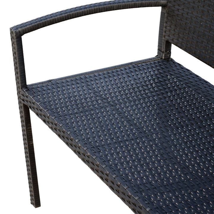 Banco Jardim Lounge Cadeira 2 Lugares Móveis para Jardim Exterior Terraço 2 Lugares Rattan Sintético Carga 320kg 122x60x87cm Estrutura Aço