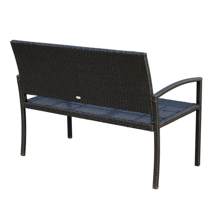 Banco Jardim Lounge Cadeira 2 Lugares Móveis para Jardim Exterior Terraço 2 Lugares Rattan Sintético Carga 320kg 122x60x87cm Estrutura Aço