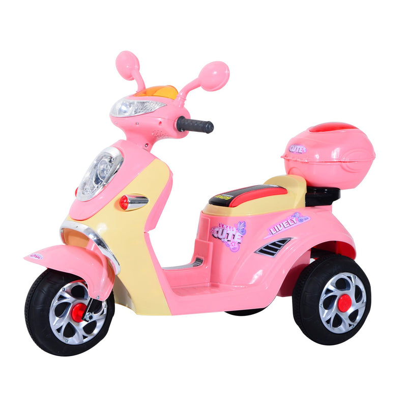 Mota elétrica Infantil para crianças acima de 3 anos com Bagagem 6V de Bateria 108x51x75cm Rosa