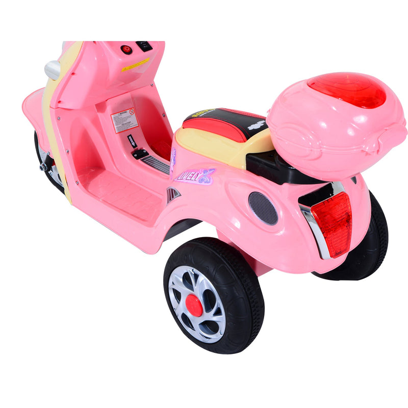 Mota elétrica Infantil para crianças acima de 3 anos com Bagagem 6V de Bateria 108x51x75cm Rosa