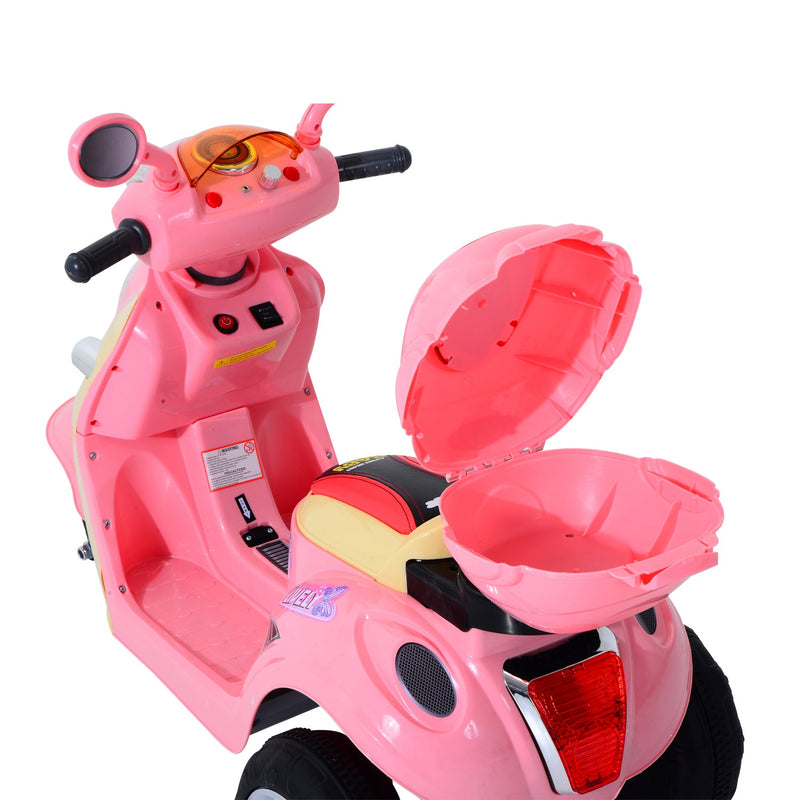 Mota elétrica Infantil para crianças acima de 3 anos com Bagagem 6V de Bateria 108x51x75cm Rosa