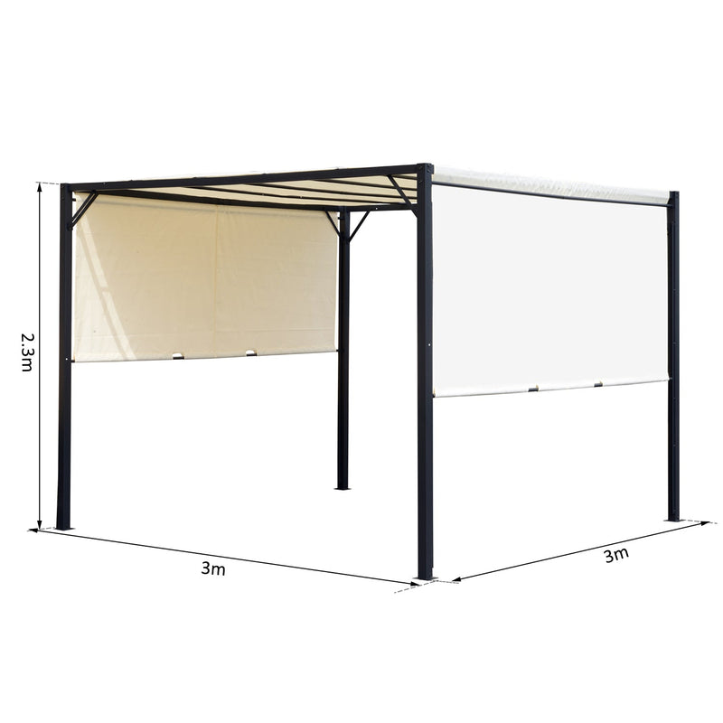 Pérgola 3x3 m Gazebo Carpa com Teto Removível e Parede Lateral