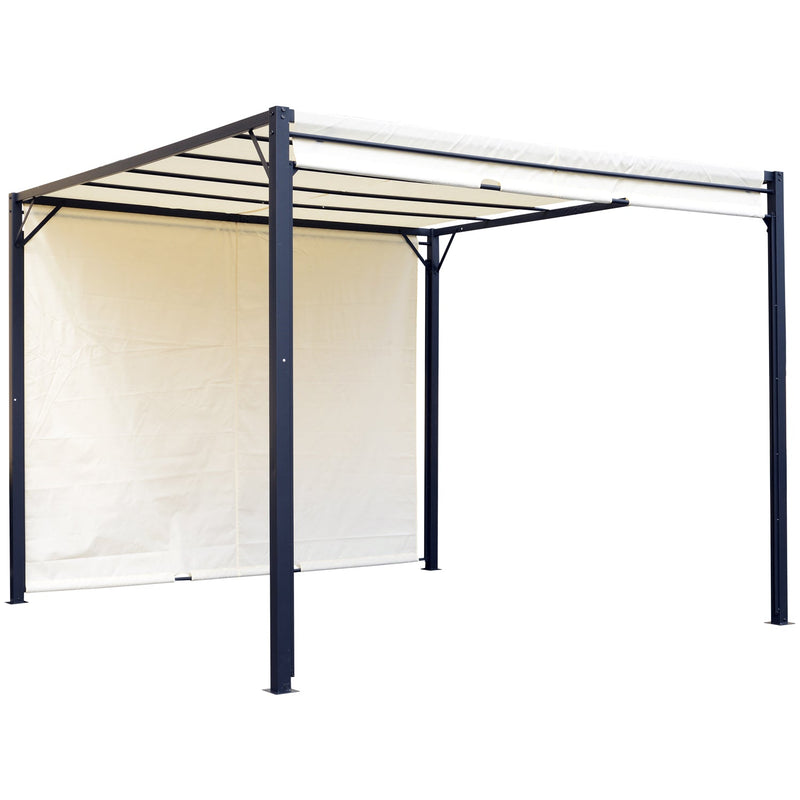 Pérgola 3x3 m Gazebo Carpa com Teto Removível e Parede Lateral