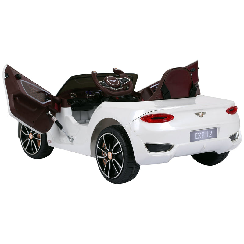 Carro elétrico com controle remoto 2 velocidades com faróis musica licencia de Bentley GT para crianças acima de 3 anos 108x60x43 cm Branco