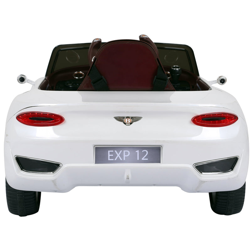 Carro elétrico com controle remoto 2 velocidades com faróis musica licencia de Bentley GT para crianças acima de 3 anos 108x60x43 cm Branco