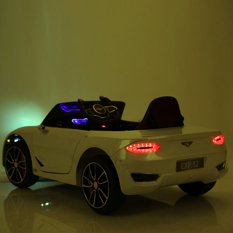 Carro elétrico com controle remoto 2 velocidades com faróis musica licencia de Bentley GT para crianças acima de 3 anos 108x60x43 cm Branco