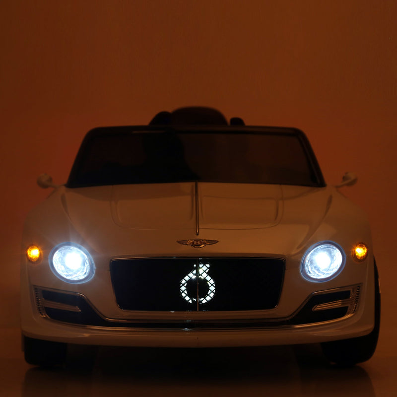 Carro elétrico com controle remoto 2 velocidades com faróis musica licencia de Bentley GT para crianças acima de 3 anos 108x60x43 cm Branco