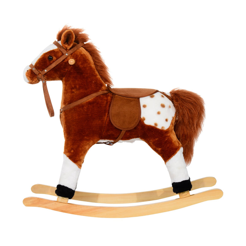 Cavalo de balanço para crianças acima de 3 anos com sons 74x28x65cm Castanho