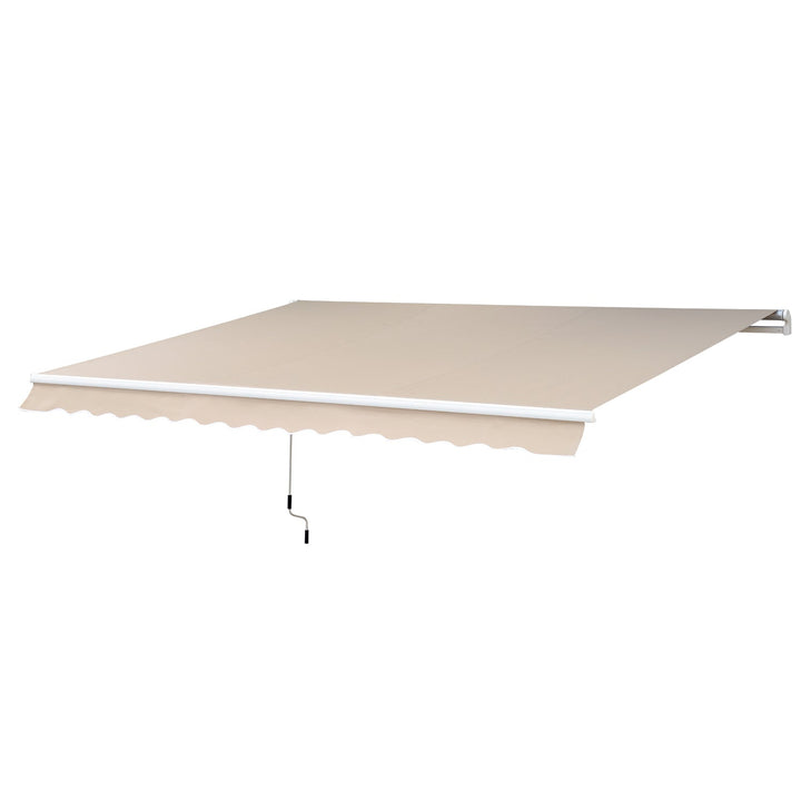 Toldo Exterior Manual 2,95x2,5m em Alumínio Dobrável com Ângulo e Manivela Ajustáveis para Varanda Terraço e Jardim Creme