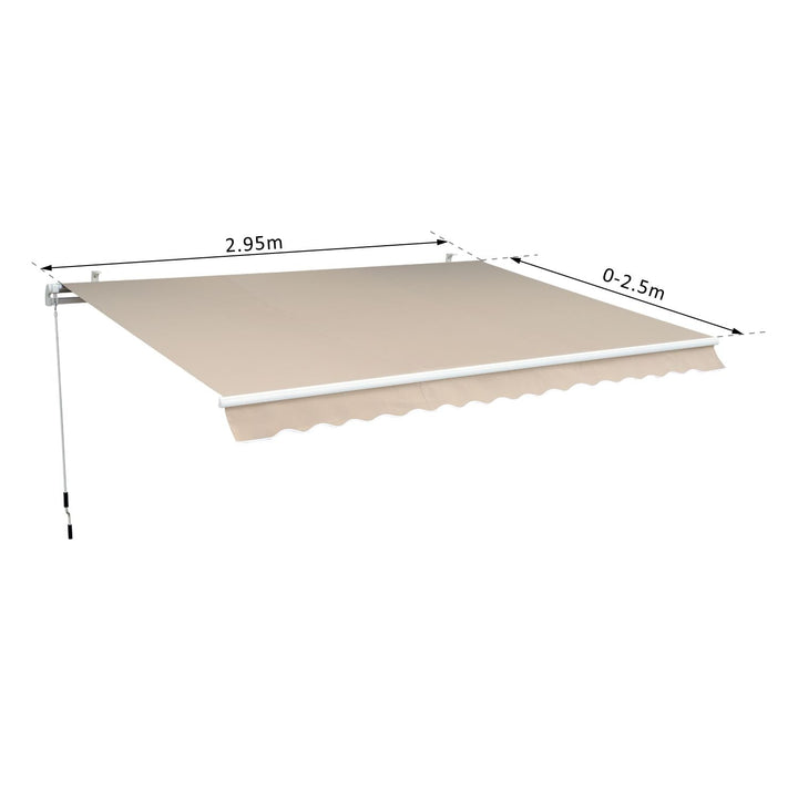 Toldo Exterior Manual 2,95x2,5m em Alumínio Dobrável com Ângulo e Manivela Ajustáveis para Varanda Terraço e Jardim Creme