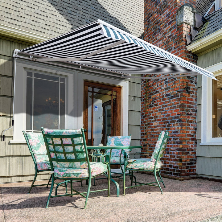 Toldo Manual Dobrável de Alumínio 2,95x2,5m para Exterior com Ângulo Ajustável e Manivela para Pátio Balcão Jardím Terraço Verde e Branco