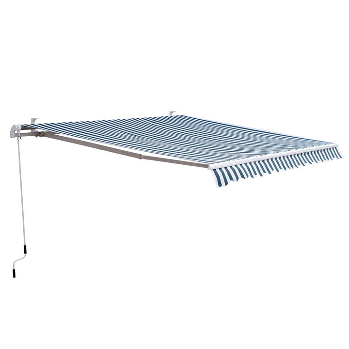 Toldo Manual Dobrável de Alumínio 2,95x2,5m para Exterior com Ângulo Ajustável e Manivela para Pátio Balcão Jardím Terraço Verde e Branco
