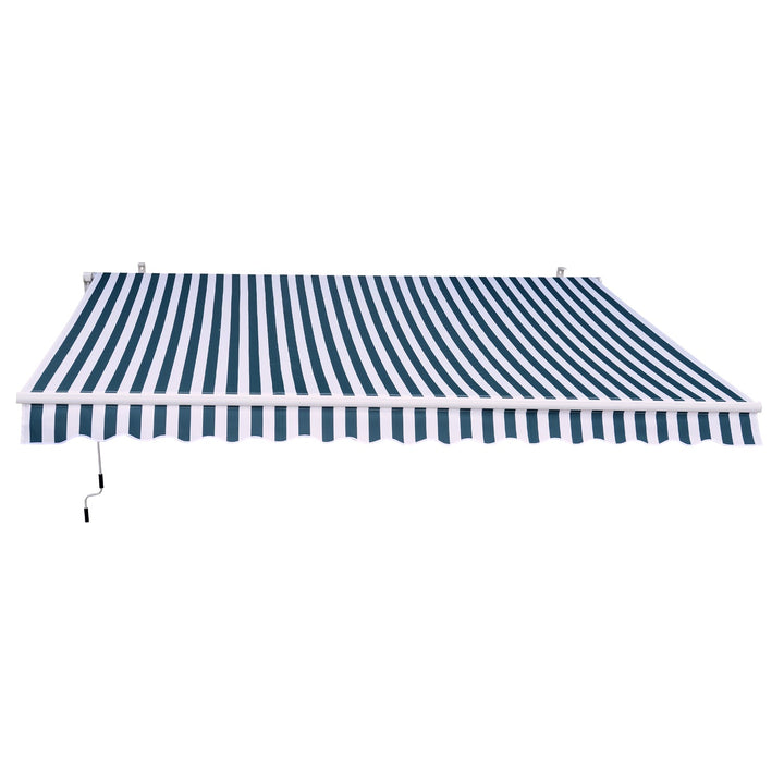 Toldo Manual Dobrável de Alumínio 2,95x2,5m para Exterior com Ângulo Ajustável e Manivela para Pátio Balcão Jardím Terraço Verde e Branco