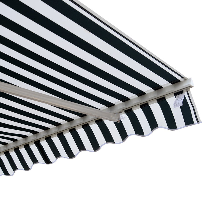 Toldo Manual Dobrável de Alumínio 2,95x2,5m para Exterior com Ângulo Ajustável e Manivela para Pátio Balcão Jardím Terraço Verde e Branco