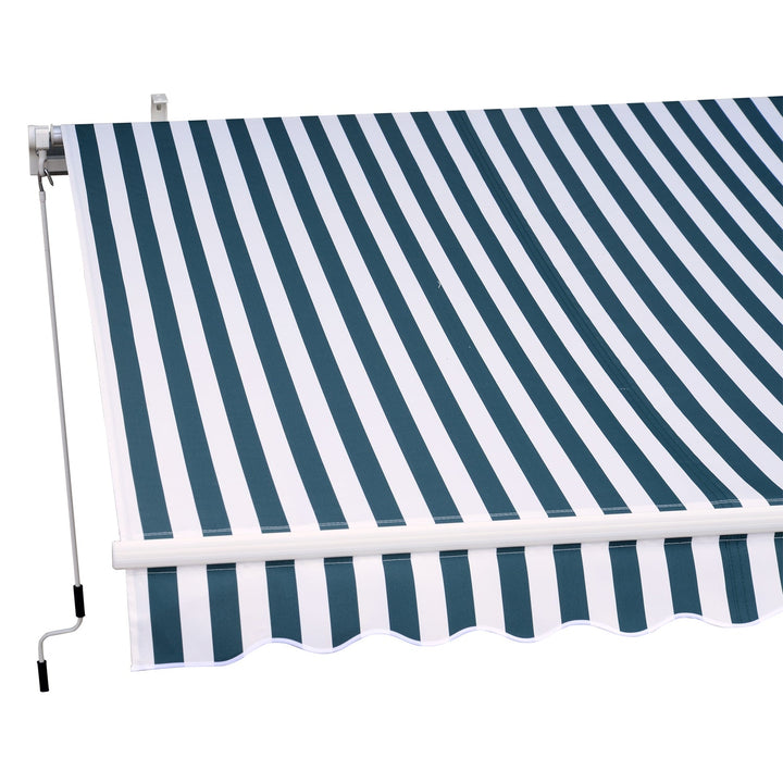 Toldo Manual Dobrável de Alumínio 2,95x2,5m para Exterior com Ângulo Ajustável e Manivela para Pátio Balcão Jardím Terraço Verde e Branco