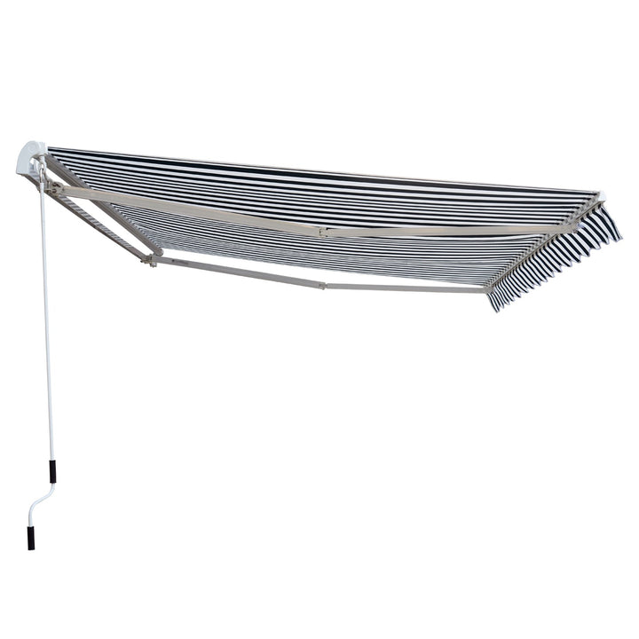 Toldo Manual Dobrável de Alumínio 2,95x2,5m para Exterior com Ângulo Ajustável e Manivela para Pátio Balcão Jardím Terraço Verde e Branco