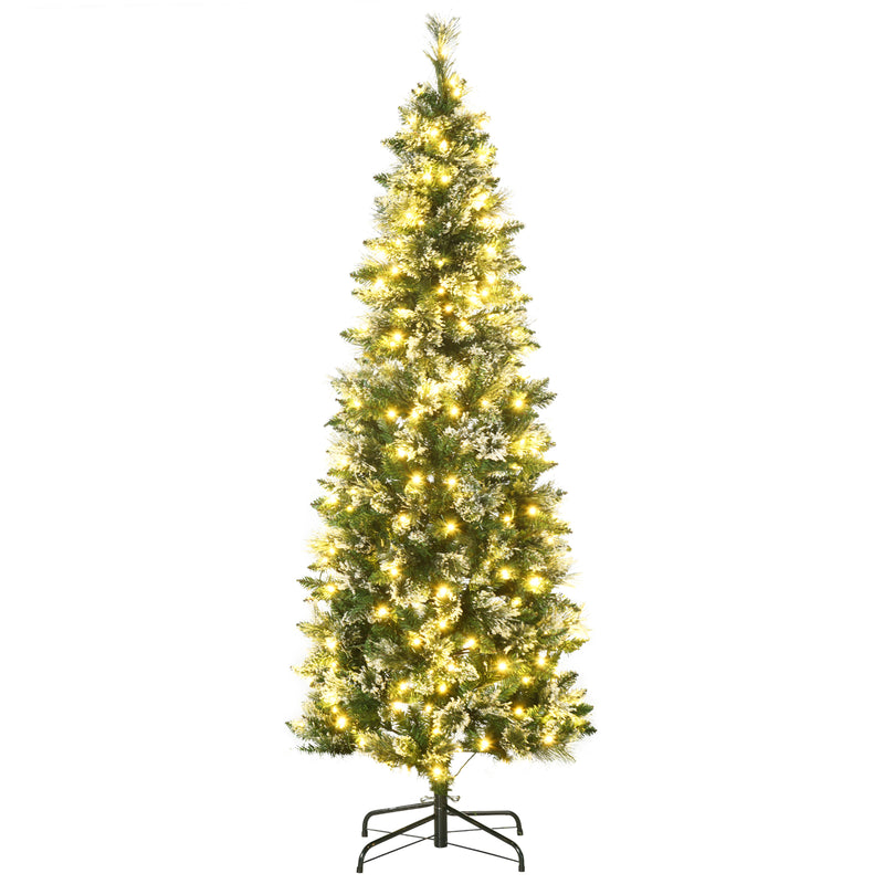 Árvore de Natal Artificial 180 cm com 240 Luzes LED Árvore de Natal com 618 Ramos Suporte de Aço e Formato Slim para Interior Ø68x180 cm Verde