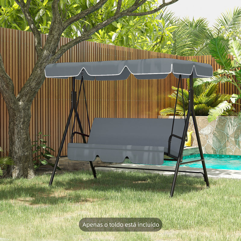 Toldo de Substituição para Baloiço de 2 Lugares Cobertura de Substituição para Baloiço com Proteção UV50+ para Jardim Varanda Pátio 192x144 cm Cinza Escuro