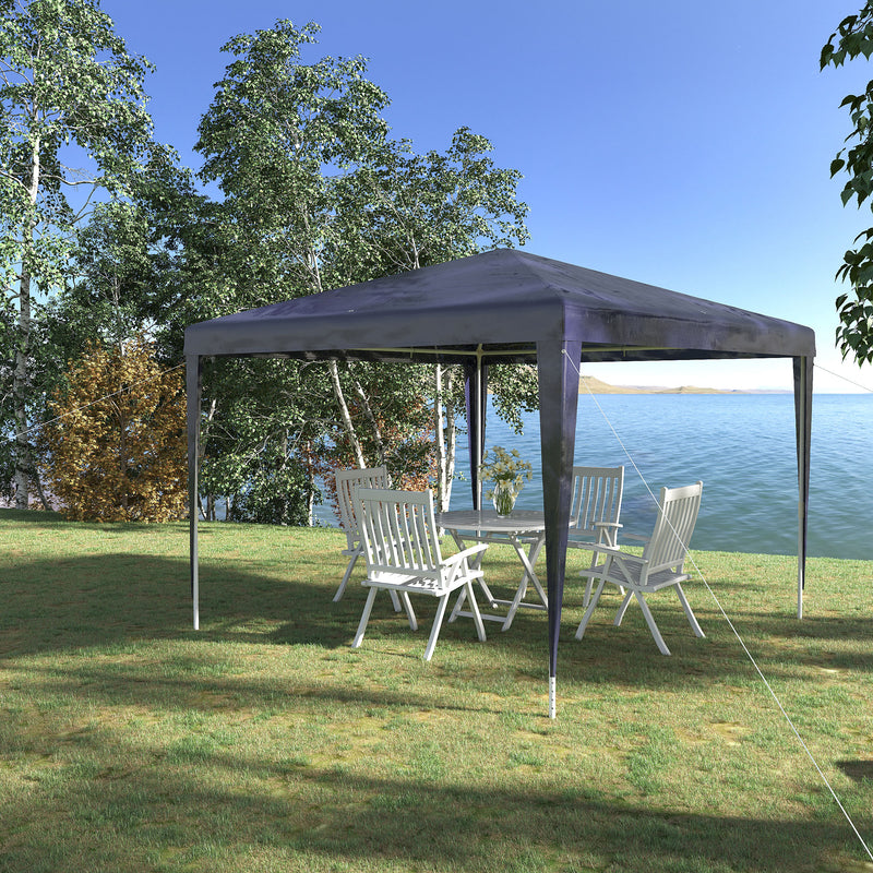 Tenda de Jardim Impermeável 293x293x252 cm Tenda de Exterior com Tubos de Aço e Cobertura de PE Azul