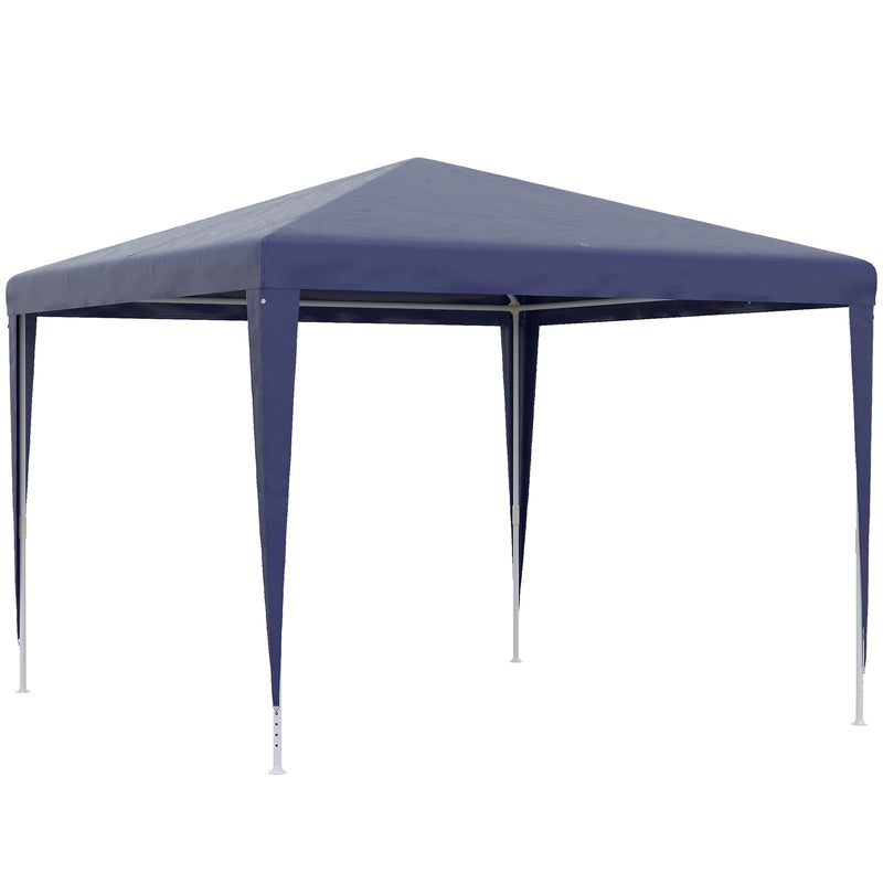 Tenda de Jardim Impermeável 293x293x252 cm Tenda de Exterior com Tubos de Aço e Cobertura de PE Azul