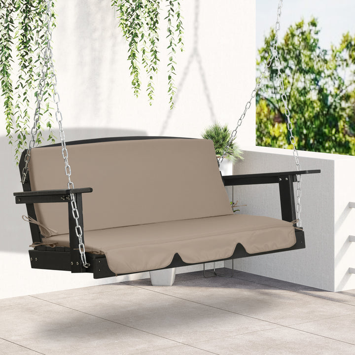 Almofada para Baloiço de 2 Peças 130x45x5 cm Almofada para Baloiço de Assento e Encosto Acolchoado para Jardim Varanda Exterior Marrom