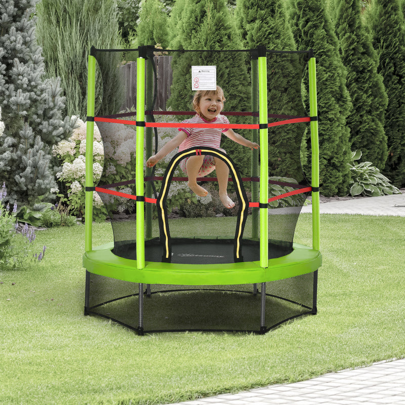 Trampolim Infantil Ø107 cm Trampolim para Crianças de 3-6 Anos com Rede de Segurança Carga 45 kg para Interior Ø140x160 cm Verde