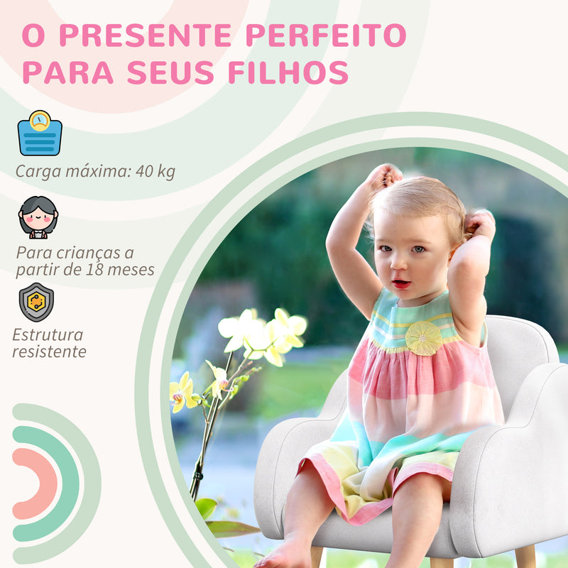 Poltrona para Crianças Poltrona Infantil em Forma de Nuvem com Tato Suave para Crianças de 1,5-5 Anos Carga Máxima 40 kg 46x51x55 cm Branco