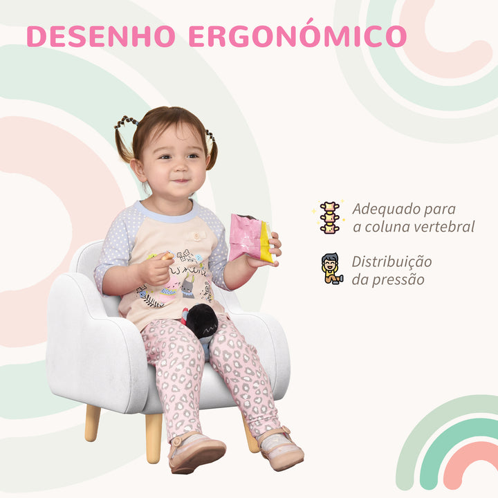 Poltrona para Crianças Poltrona Infantil em Forma de Nuvem com Tato Suave para Crianças de 1,5-5 Anos Carga Máxima 40 kg 46x51x55 cm Branco
