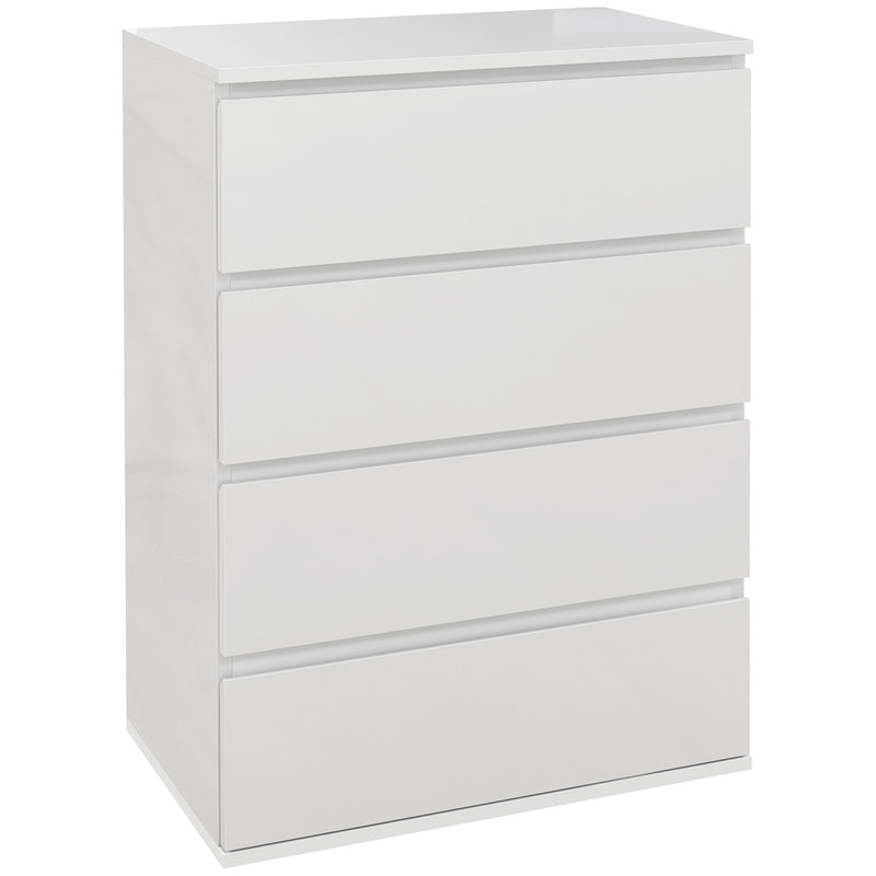 Cómoda com 4 Gavetas de Madeira Cómoda de Dormitório Cómoda Branca para Sala de Estar Estilo Moderno 55x33x80 cm Branco