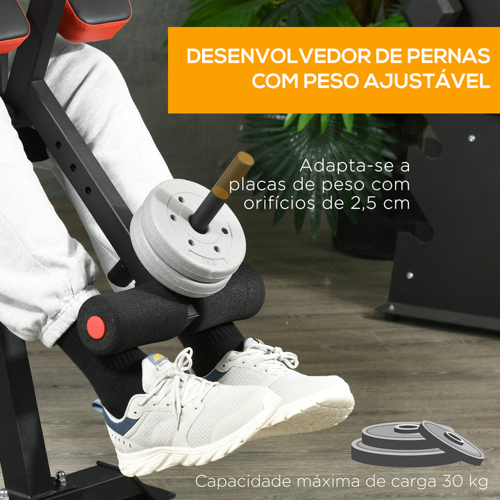 Banco de Musculação Multifuncional Banco de Pesos com Encosto Reclinável e Suporte de Barras Ajustável para Treino de Abdominal Pernas Braços e Peitoral Carga 150 kg 180x110x126 cm Preto