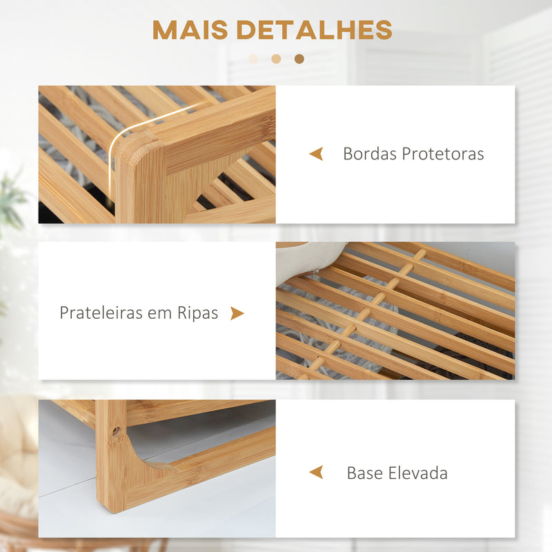 Sapateira de Bambu de 3 Níveis Sapateira para 9 Pares de Sapatos Organizador para Entrada Corredor Casa de Banho 76x33x51 cm Madeira