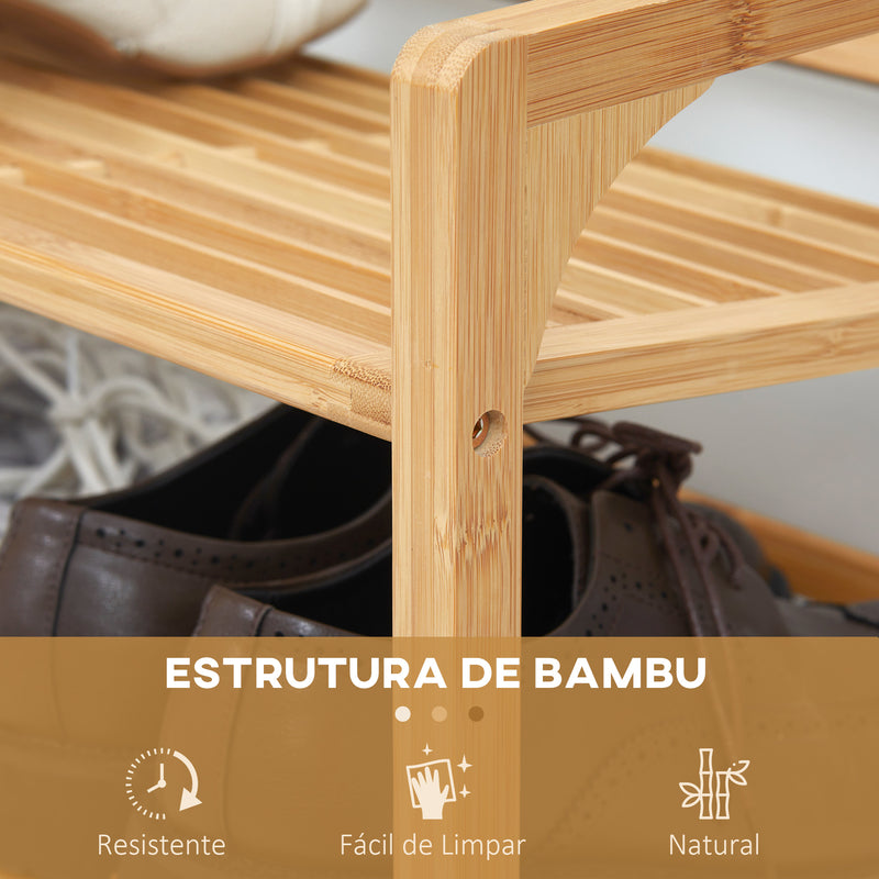 Sapateira de Bambu de 3 Níveis Sapateira para 9 Pares de Sapatos Organizador para Entrada Corredor Casa de Banho 76x33x51 cm Madeira