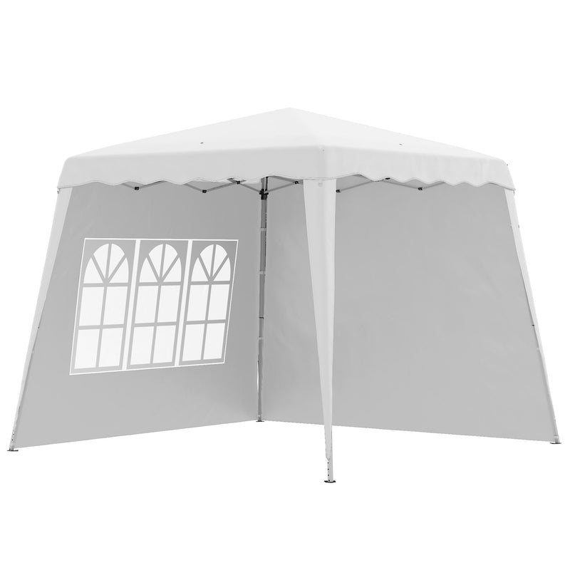 Tenda Dobrável com 2 Paredes Laterais 2,4x2,4 m Tenda de Jardim com Altura Ajustável Proteção UV50+ e Bolsa de Transporte para Exteriores Pátio Branco