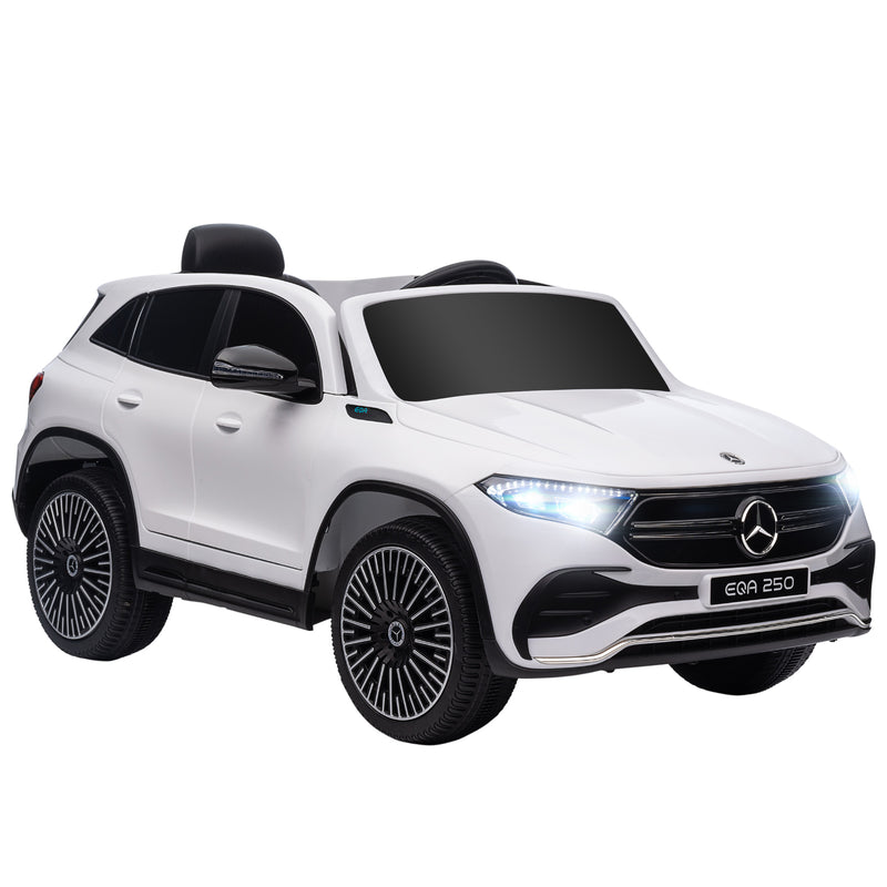 Carro Elétrico para Crianças Mercedes-Benz EQA Carro a Bateria 12V com Controlo Remoto Música Buzina Velocidade 3-8 km/h para Crianças 3-8 Anos 111,5x69x52,5 cm Branco