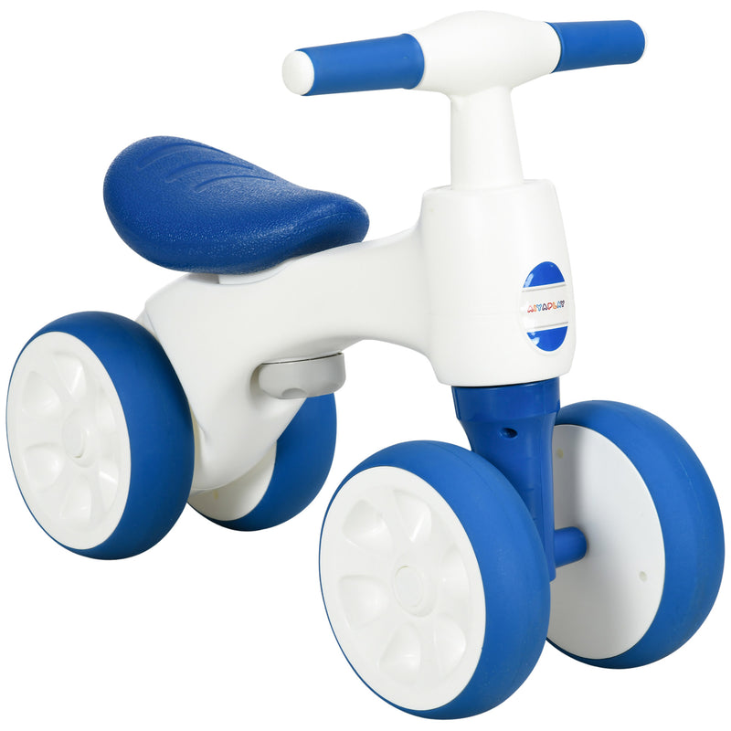 Bicicleta sem Pedais para Crianças de 18-36 Meses Carga 30 kg Bicicleta de Equilíbrio com Guiador Antiderrapante e 4 Rodas de Ø17 cm para Meninos e Meninas 56x30x42 cm Azul