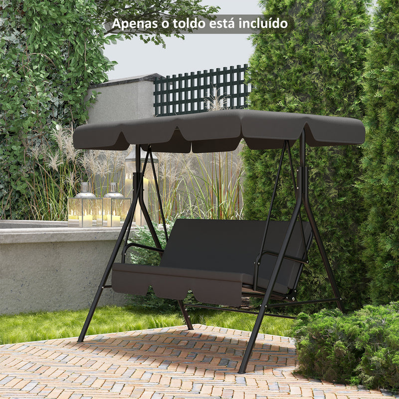 Toldo de Substituição para Baloiços de 3 Lugares Toldo para Baloiços de Jardim com Tecido de Poliéster com Proteção Solar 156x117x15 cm Cinza