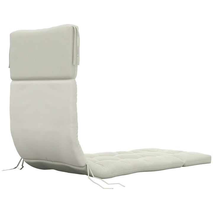 Almofada para Espreguiçadeira 200x60x13 cm Almofada Retangular de Algodão para Espreguiçadeiras Almofada de Assento e Encosto para Jardim Varanda Creme